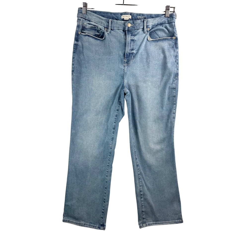 Good American Good Legs Straight 14-18 Light Wash Mid Rise stretch 90s
